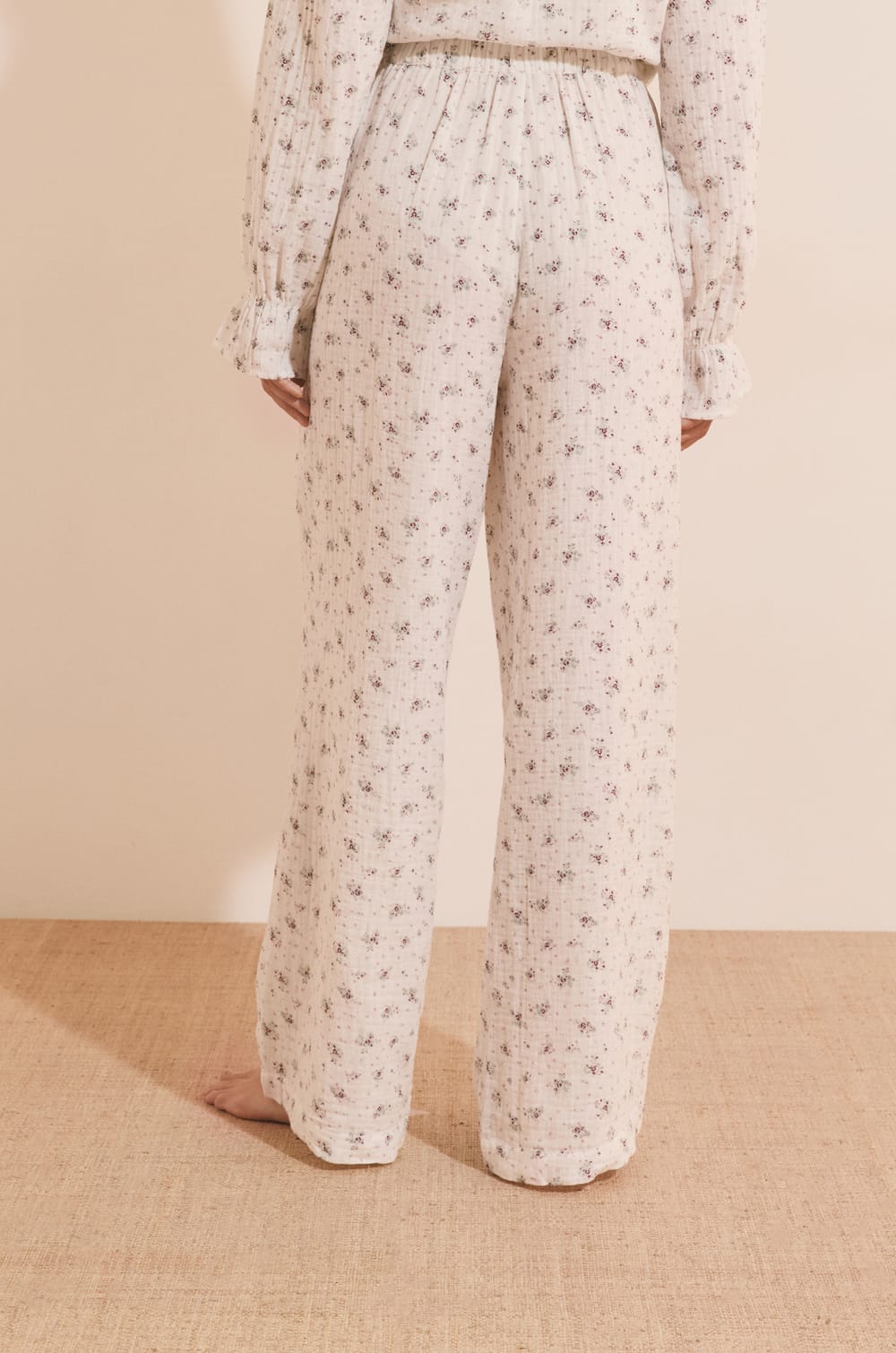 Pantalon de pyjama &agrave; motifs en coton;${refinementColor}