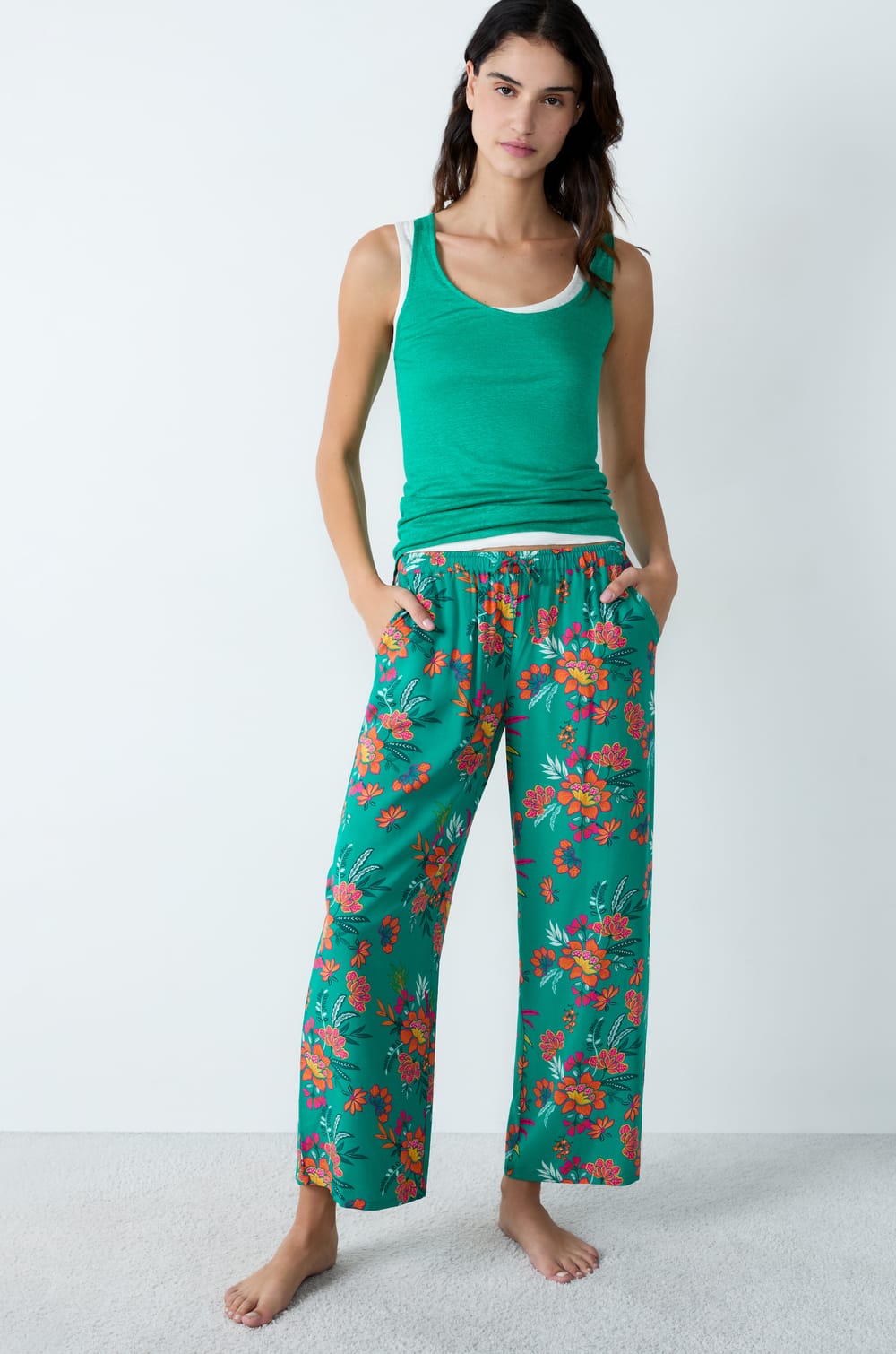 Printed Pajama Pants;${refinementColor}