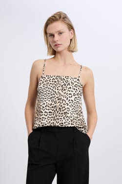 Satin Camisole with Thin Straps Leopard Print;${refinementColor}