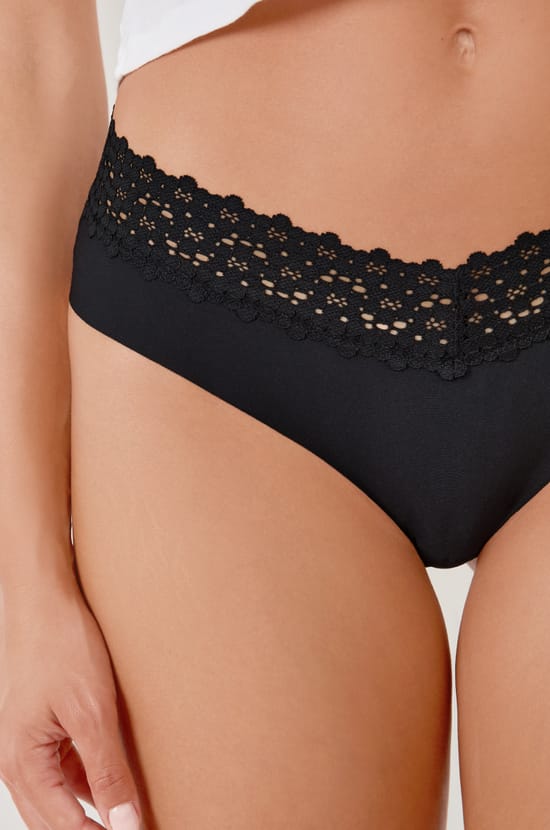 Microfiber Hipsters With Lace Details;${refinementColor}