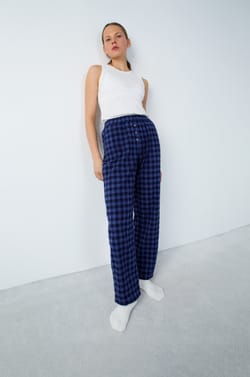 Checkered Cotton Pyjama Bottoms;${refinementColor}