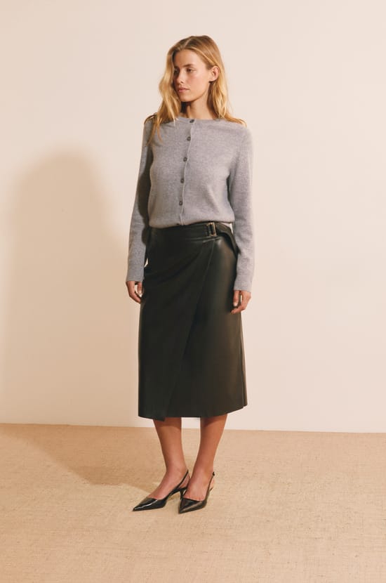 Jupe midi similicuir;${refinementColor}