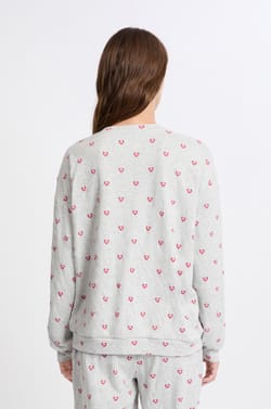 T-shirt de pyjama en coton à motifs coeurs;${refinementColor}