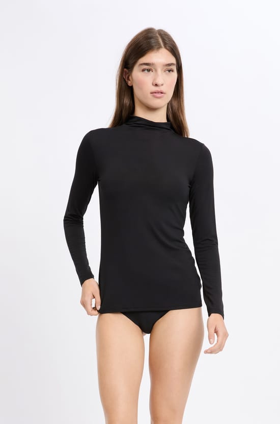 Thermal Knit Long Sleeve Turtleneck Top;${refinementColor}