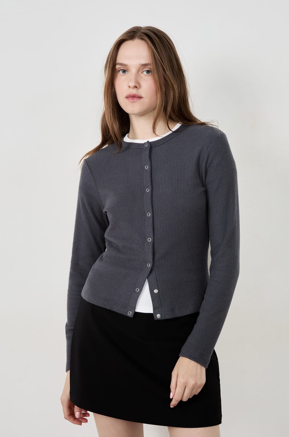 Gilet manches longues côtelé;${refinementColor}