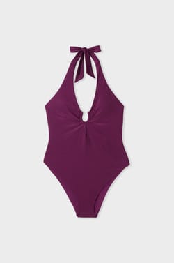 Maillot de bain 1 pi&egrave;ce satin&eacute; avec d&eacute;tail bijou;${refinementColor}