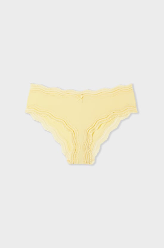 Microfibre boyshort with lace trim;${refinementColor}