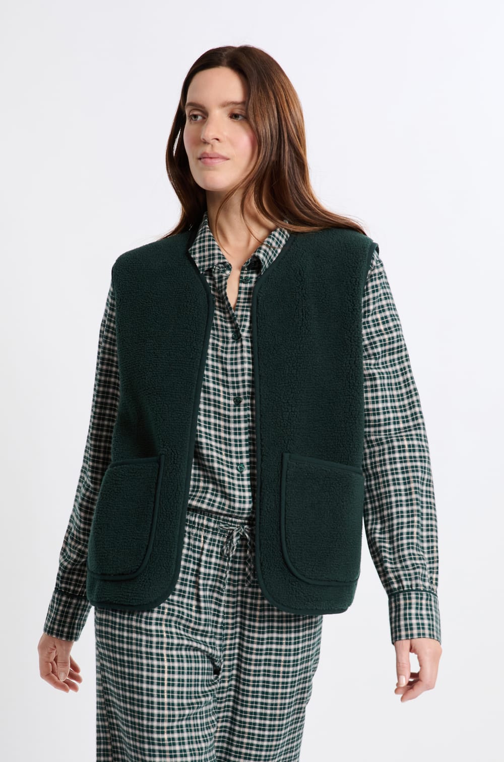 Gilet sans manches effet sherpa;${refinementColor}