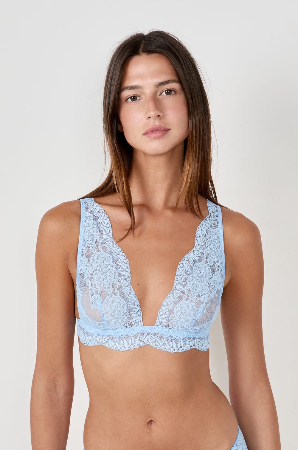 Soutien-gorge foulard sans armatures en dentelle;${refinementColor}