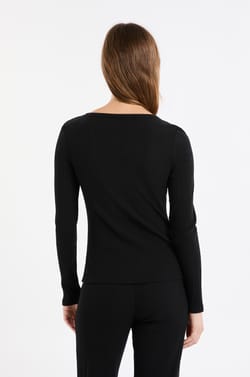 Long-sleeved T-shirt in ribbed cotton;${refinementColor}