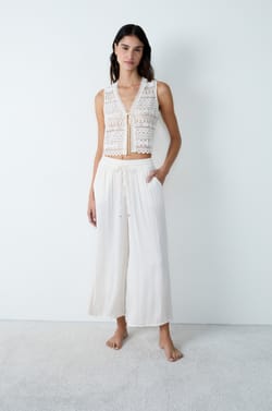 Lace Tank Top with Tie;${refinementColor}