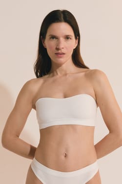 Soutien-gorge bandeau avec bretelles amovibles en coton;${refinementColor}