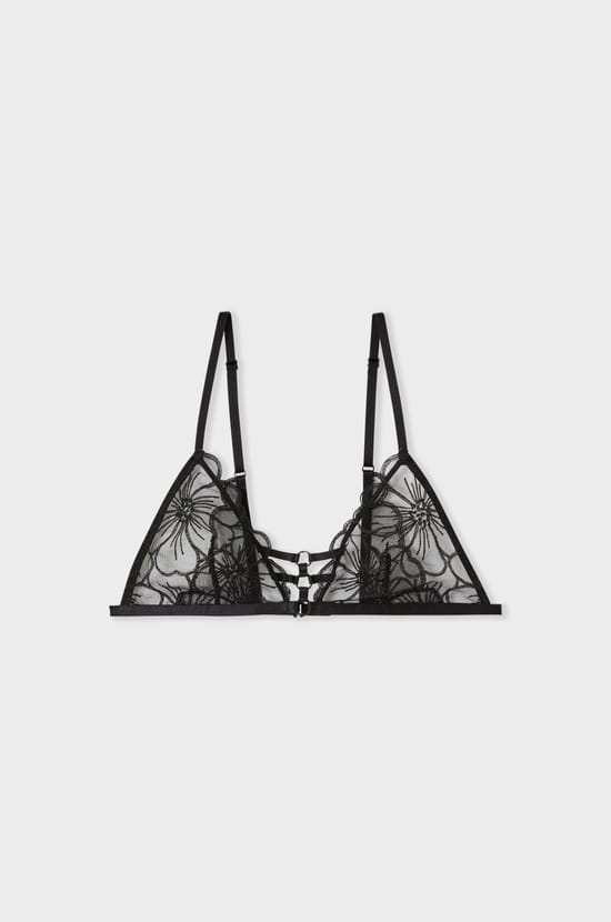 Embroidered Triangle Bralette;${refinementColor}