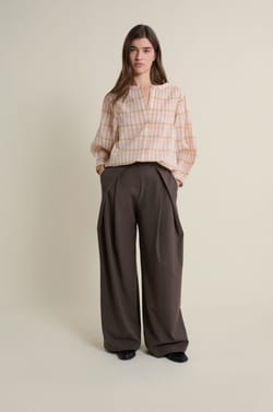 Checkered Cotton Blouse;${refinementColor}