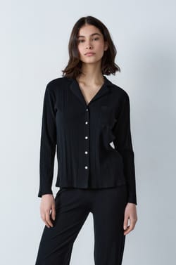 Ribbed Richelieu Pyjama Shirt;${refinementColor}