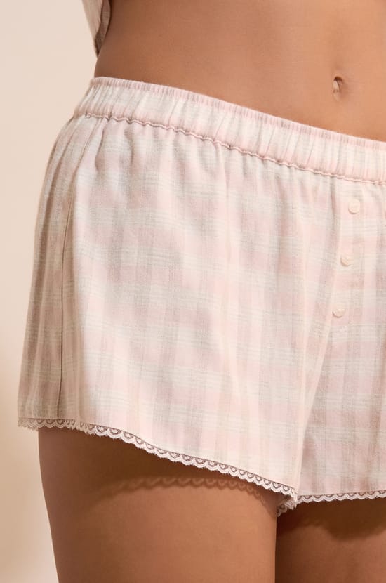Short de pyjama &agrave; carreaux avec coton;${refinementColor}