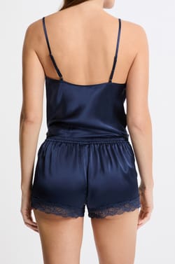 Pantal&oacute;n corto de seda con detalles de encaje;${refinementColor}