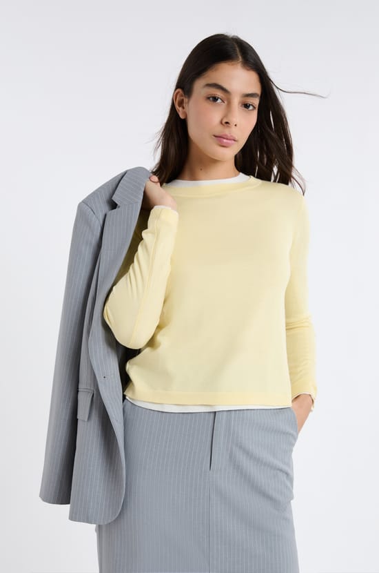 Round Neck Sweater 100% Wool;${refinementColor}