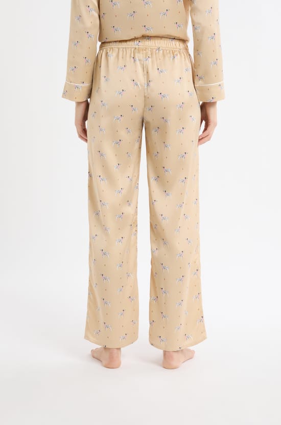 Pantalon de pyjama en satin &agrave; motifs dalmatiens;${refinementColor}