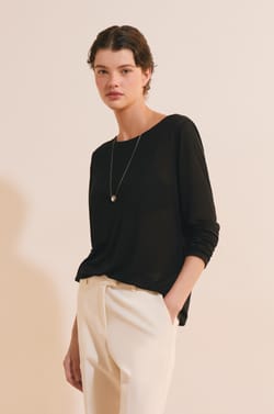 T-shirt col bateau manches longues;${refinementColor}