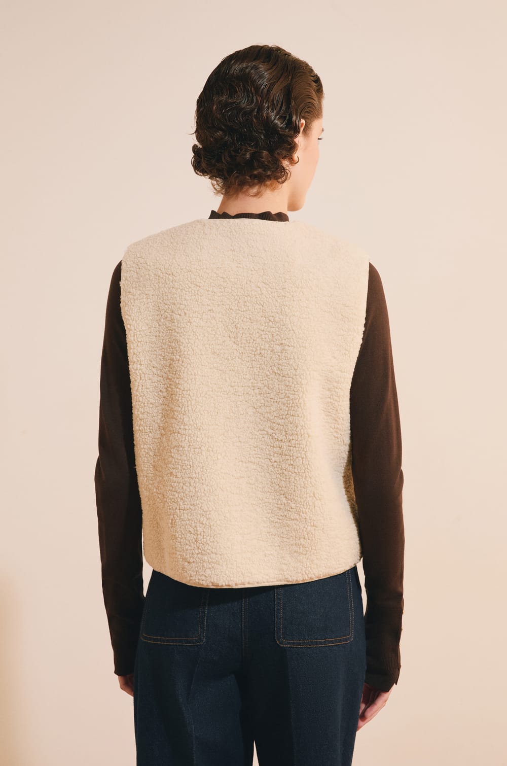 Veste sans manches effet sherpa;${refinementColor}