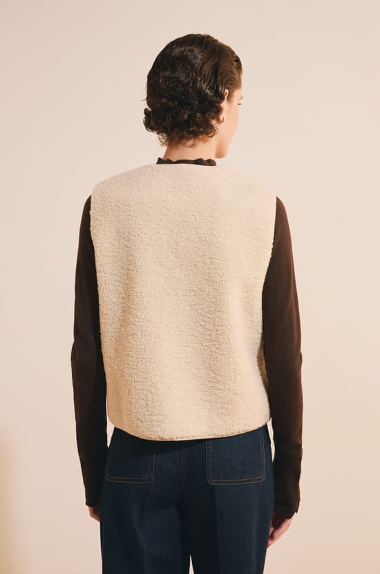 Veste sans manches effet sherpa;${refinementColor}