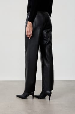 Wide-Leg Faux Leather Trousers;${refinementColor}