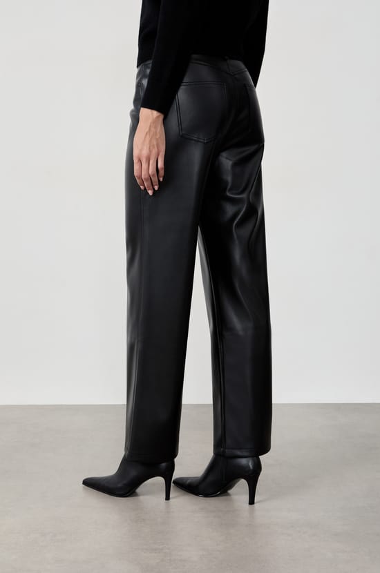 Wide-Leg Faux Leather Trousers;${refinementColor}
