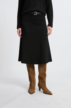 Jupe évasée en maille fine;${refinementColor}