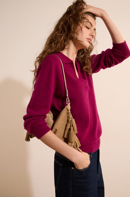 Pull col polo 100% cachemire;${refinementColor}
