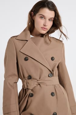 Trench long avec ceinture avec coton;${refinementColor}