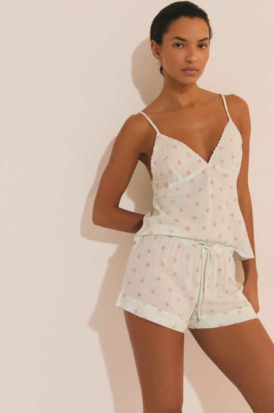 Caraco de pyjama &agrave; motifs fleuris;${refinementColor}