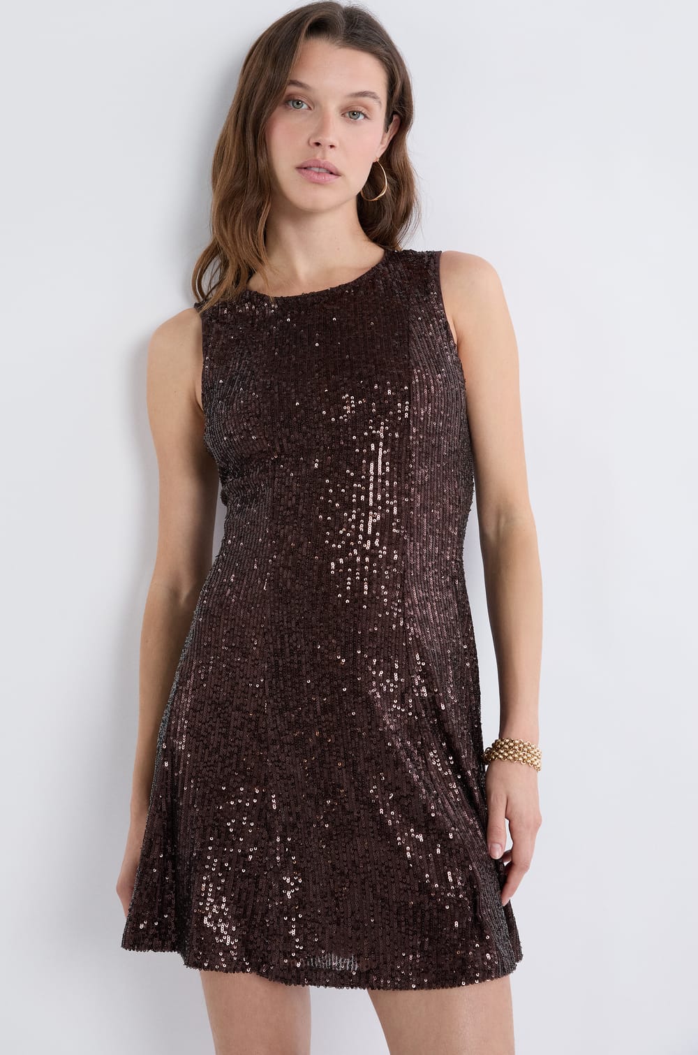 Sleeveless Sequin Dress;${refinementColor}