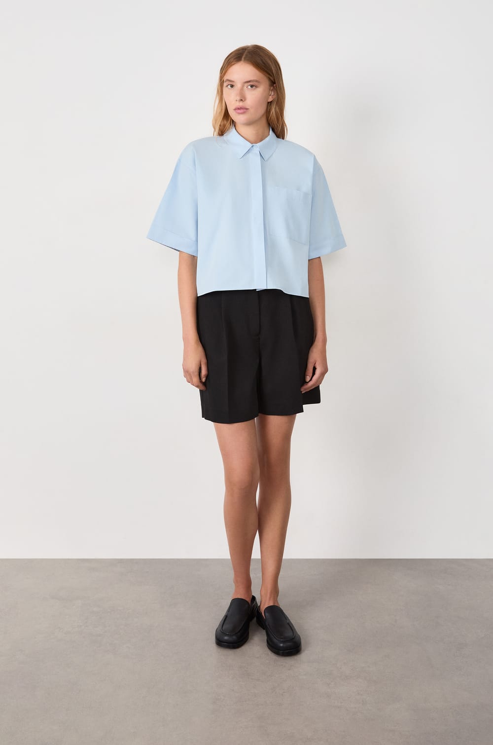 Chemise manches courtes en coton;${refinementColor}