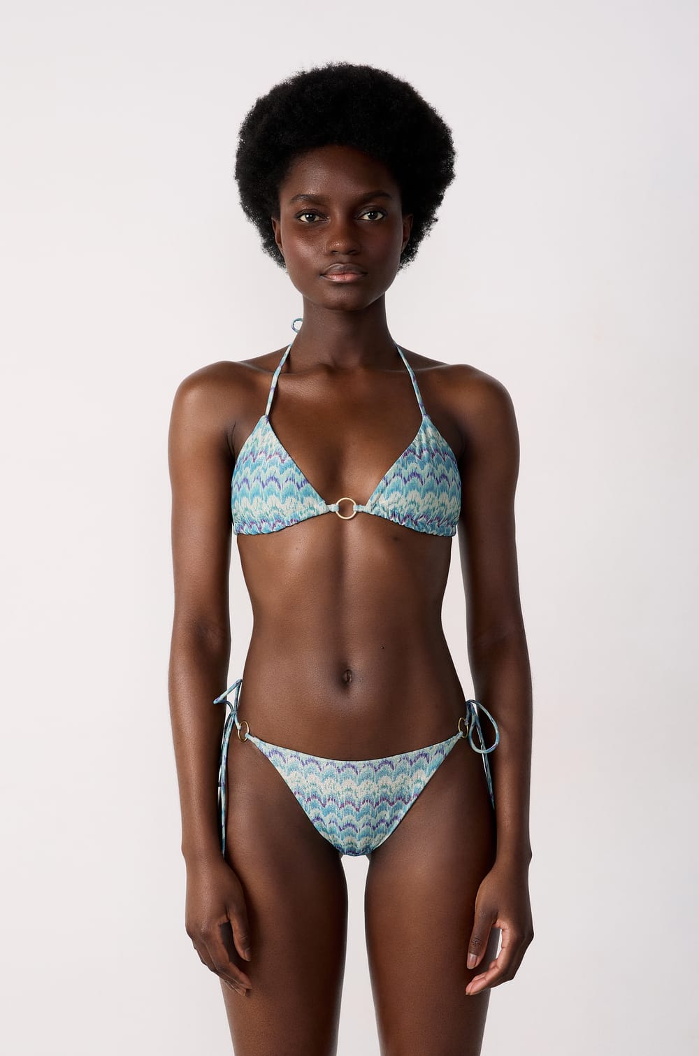 Triangle Bikini Top With Ring Detail;${refinementColor}