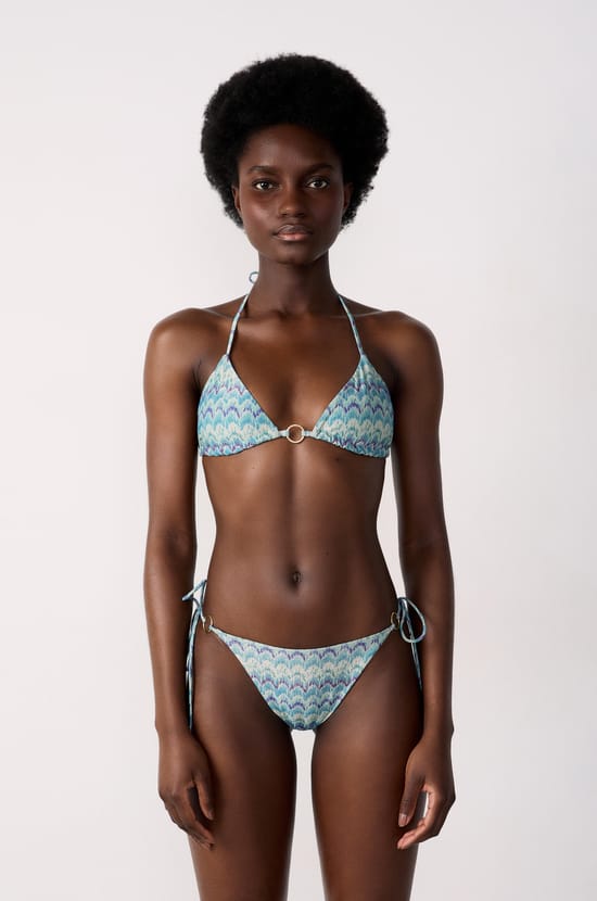 Triangle Bikini Top With Ring Detail;${refinementColor}