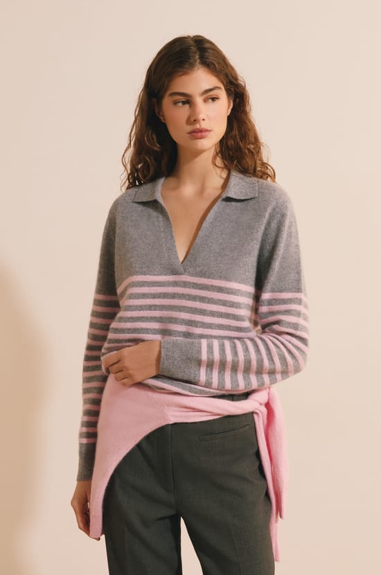 Pull col polo 100% cachemire;${refinementColor}