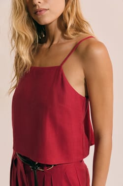 Top sans manches avec lin;${refinementColor}