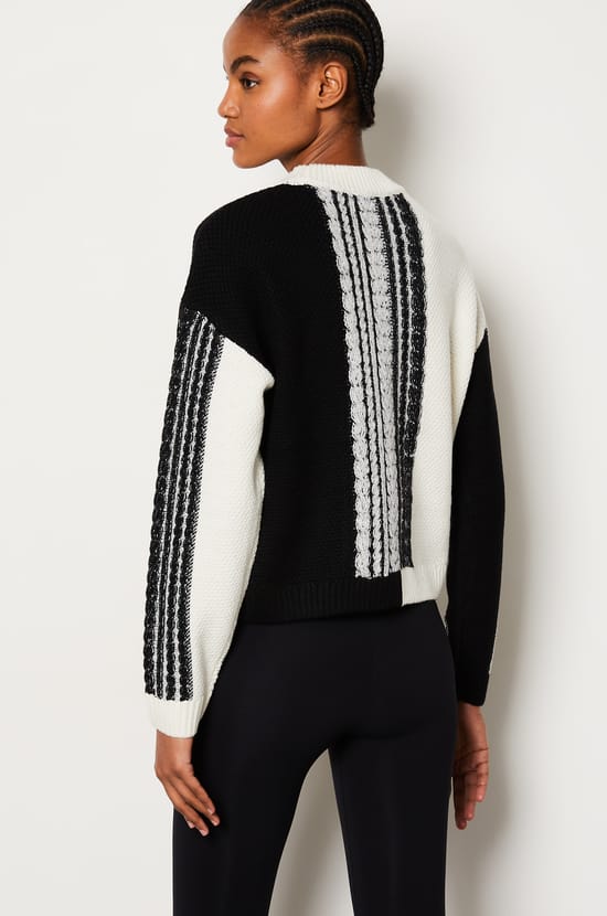 Patterned Crew Neck Sweater;${refinementColor}