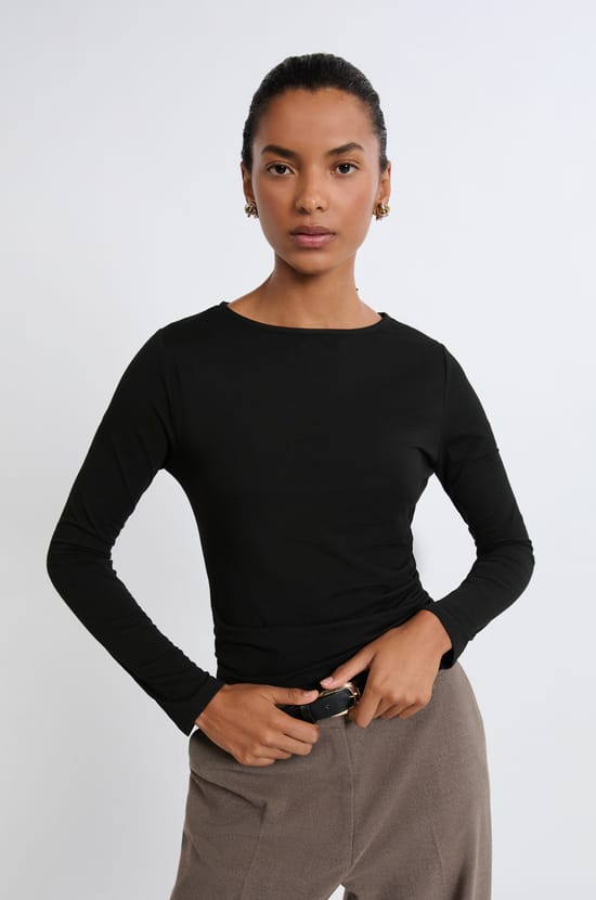 T-shirt col rond manches longues;${refinementColor}