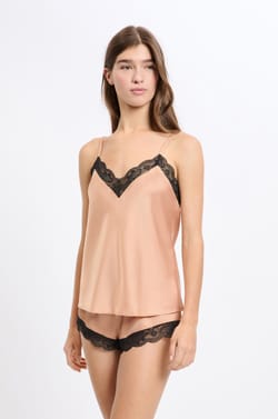 Satin Camisole with Lace Details;${refinementColor}