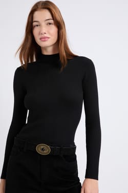 Pull à manches longues col montant avec laine;${refinementColor}