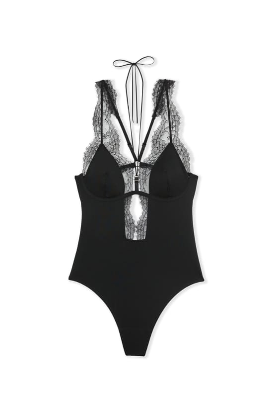 Body dos nu en microfibre et dentelle;${refinementColor}