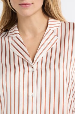 Striped Satin Pyjama Shirt;${refinementColor}