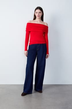 T-shirt manches longues col bateau;${refinementColor}