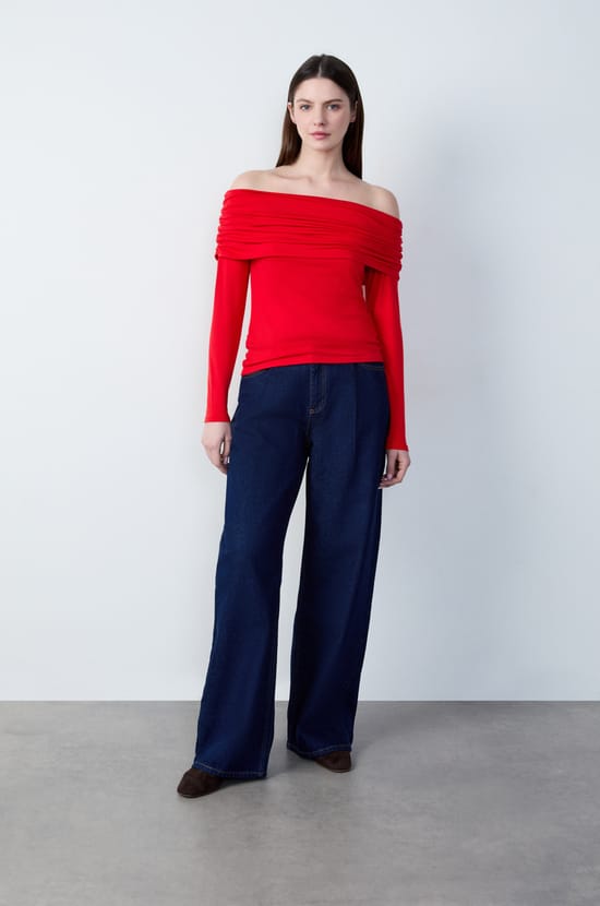 T-shirt manches longues col bateau;${refinementColor}