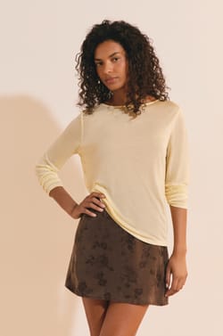 T-shirt col bateau manches longues;${refinementColor}