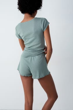 Cotton Pointelle Pyjama Shorts;${refinementColor}