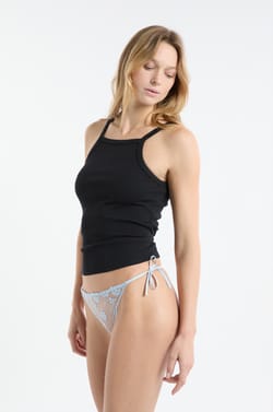 Tie-side Thong in Embroidered Tulle;${refinementColor}