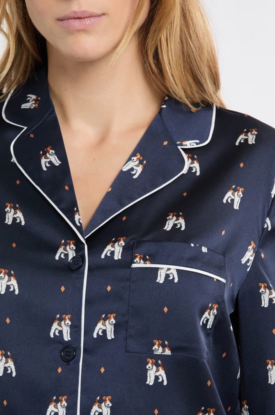 Ensemble de pyjama en satin à motifs Fox Terriers;${refinementColor}